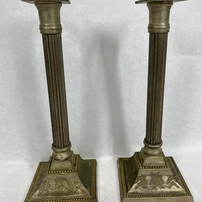 Towel Silver plated candlestick holders