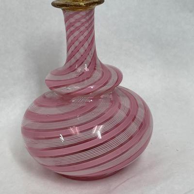 Pink Swirl Art Glass Vase