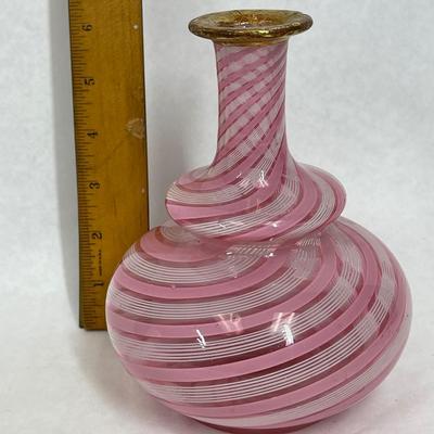 Pink Swirl Art Glass Vase