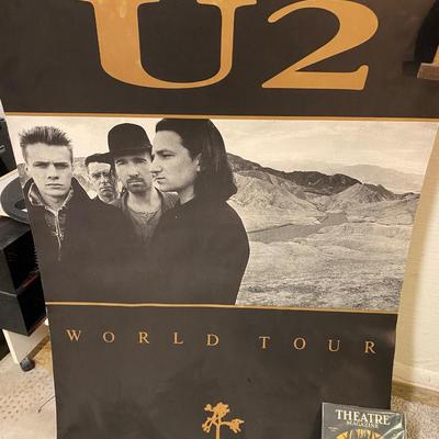 U2 ALBUM PRINT, LION FABRIC WALL TAPESTRY AND THEATRE MAGAZINE PRINT