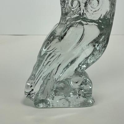 -98- COLLECTIBLE | Clear Glass Heavy Owl Bookend