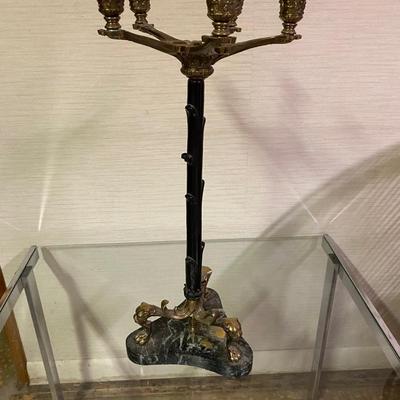 1980â€™s WICKER CHAIR ðŸª‘ GLASS TABLE AND CANDLE STICK HOLDER W/ MARBLE BASE