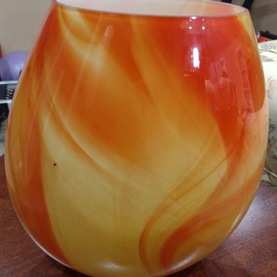 Large Marbled Glass Centerpiece Vase