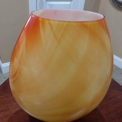 Large Marbled Glass Centerpiece Vase