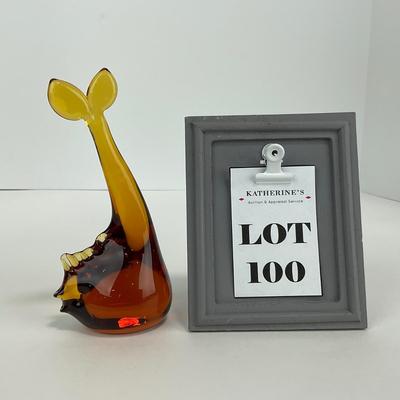 -100- UNMARKED | Amber Glass Breaching Whale