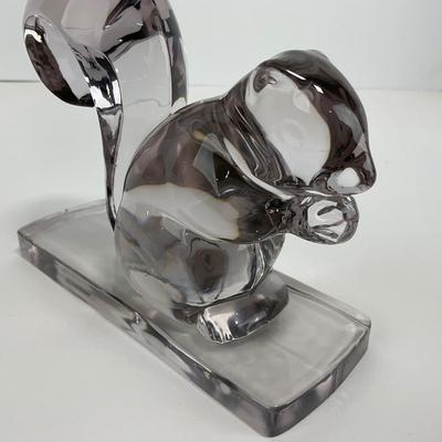 -103- NEW MARTINSVILLE | Clear Glass Squirrel Bookend