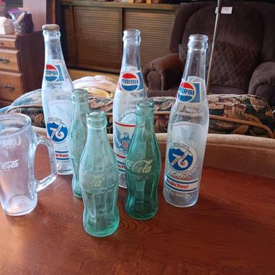 WINDOWS GAME CONTROL, BINOCULARS, PAMPHLETS AND GLASS POP BOTTLES