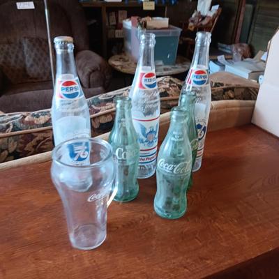 WINDOWS GAME CONTROL, BINOCULARS, PAMPHLETS AND GLASS POP BOTTLES