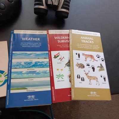 WINDOWS GAME CONTROL, BINOCULARS, PAMPHLETS AND GLASS POP BOTTLES