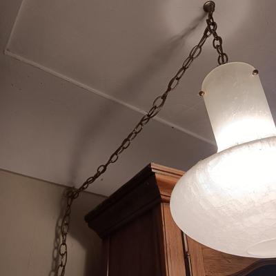 IVORY COLORED GLASS SHADE HANGING LAMP