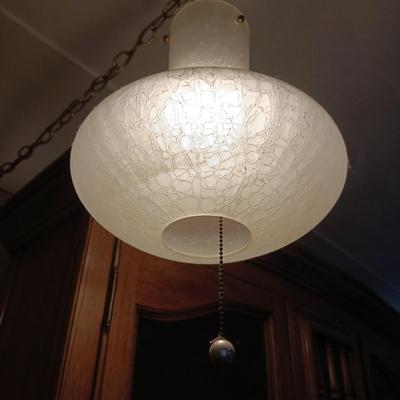 IVORY COLORED GLASS SHADE HANGING LAMP