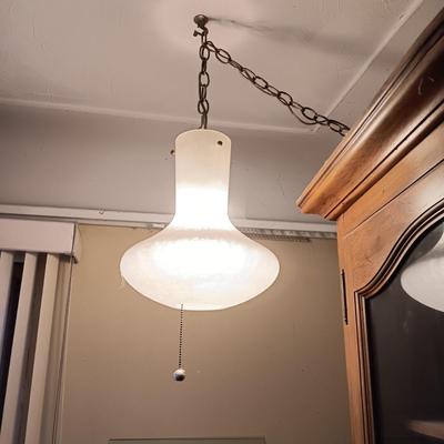 IVORY COLORED GLASS SHADE HANGING LAMP