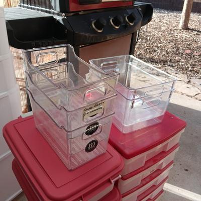 DRAWER ORGANIZER AND A VARIETY OF STORAGE TOTES AND STACKING BINS