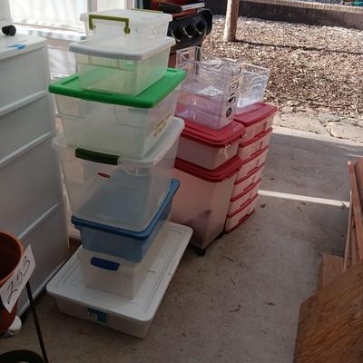 DRAWER ORGANIZER AND A VARIETY OF STORAGE TOTES AND STACKING BINS