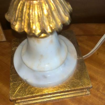Pair of Tall Marble Gesso style lamps