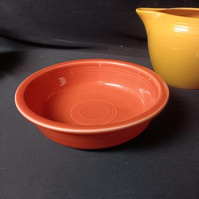 FIESTAWARE 2 SERVING BOWLS AND STOUT YELLOW PITCHER