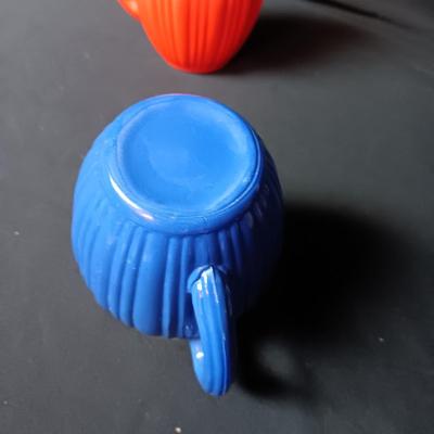 MID-CENTURY HAZEL ATLAS RIBBED GLASS CREAMERS