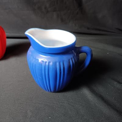 MID-CENTURY HAZEL ATLAS RIBBED GLASS CREAMERS