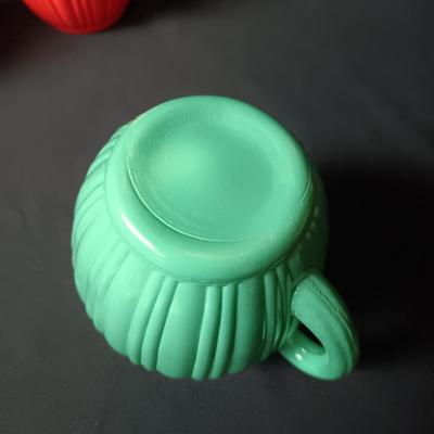 MID-CENTURY HAZEL ATLAS RIBBED GLASS CREAMERS