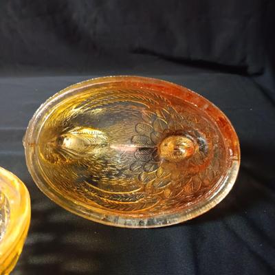 MOONSTONE BOWL AND YELLOW HEN ON NEST