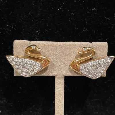 Vintage Swarovski swan earrings
