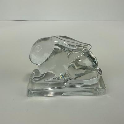 -107- HEISEY | Clear Glass Rabbit Paperweight