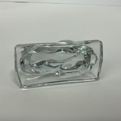 -107- HEISEY | Clear Glass Rabbit Paperweight