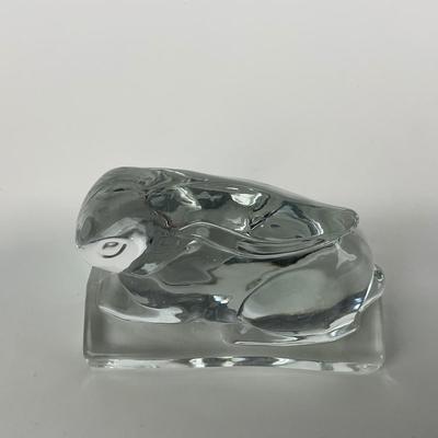 -107- HEISEY | Clear Glass Rabbit Paperweight