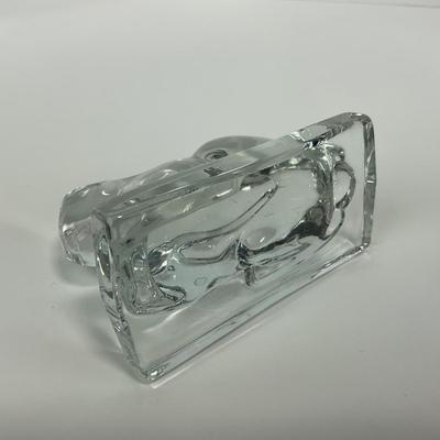 -107- HEISEY | Clear Glass Rabbit Paperweight