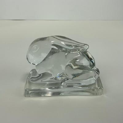 -107- HEISEY | Clear Glass Rabbit Paperweight