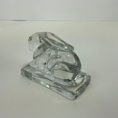 -107- HEISEY | Clear Glass Rabbit Paperweight