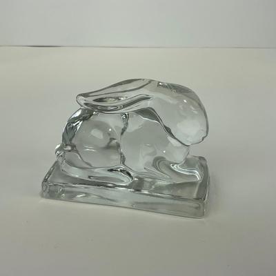 -107- HEISEY | Clear Glass Rabbit Paperweight