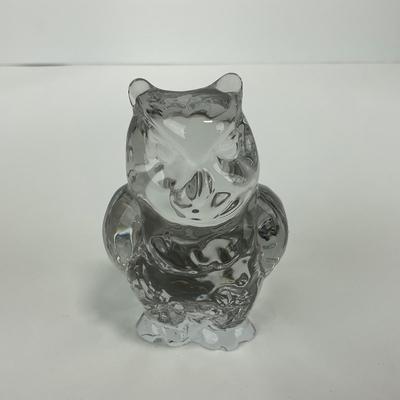 -108- ART GLASS | Clear Glass Owl Figure