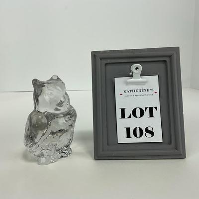-108- ART GLASS | Clear Glass Owl Figure