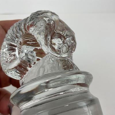 -109- HEISEY | Clear Glass Ram Mosser Paperweight