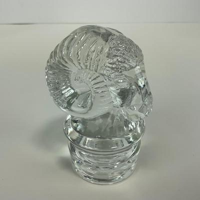 -109- HEISEY | Clear Glass Ram Mosser Paperweight