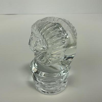 -109- HEISEY | Clear Glass Ram Mosser Paperweight