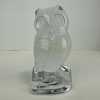 -112- FOSTORIA | 1940â€™s Owl Clear Glass Bookend