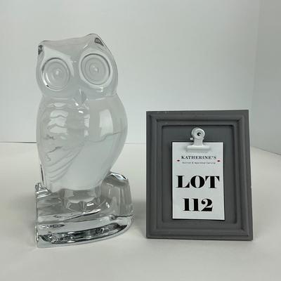 -112- FOSTORIA | 1940â€™s Owl Clear Glass Bookend