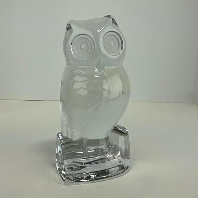 -112- FOSTORIA | 1940â€™s Owl Clear Glass Bookend