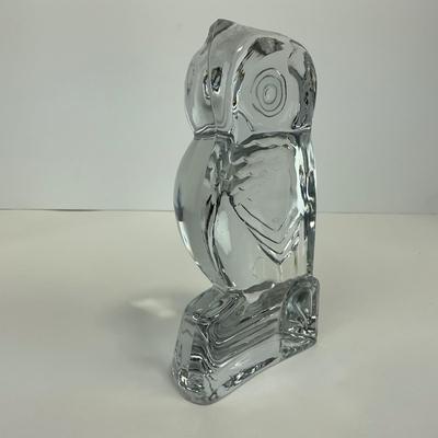 -112- FOSTORIA | 1940â€™s Owl Clear Glass Bookend