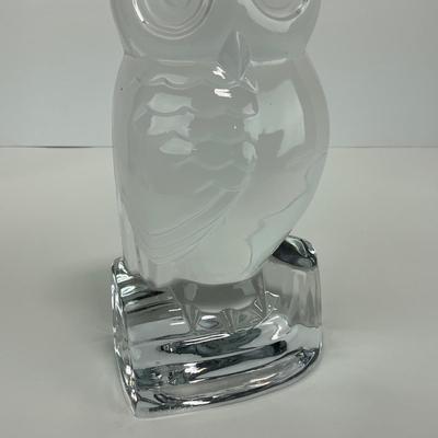 -112- FOSTORIA | 1940â€™s Owl Clear Glass Bookend