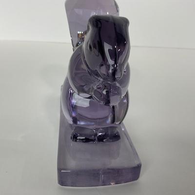 -113- NEW MARTINSVILLE | Purple Glass Squirrel Bookend