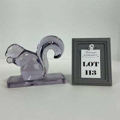 -113- NEW MARTINSVILLE | Purple Glass Squirrel Bookend