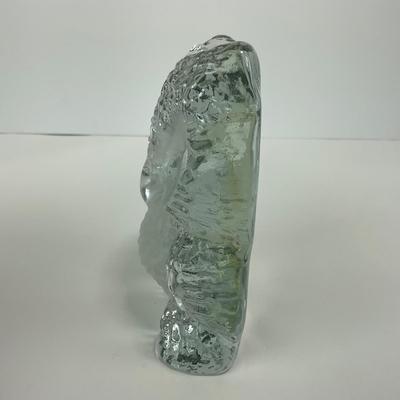 -114- VIKING | Frosted Clear Glass Owl Paperweight