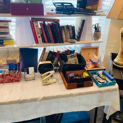 Lot 8: Desk, Lamp, Books & More