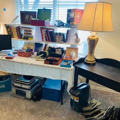 Lot 8: Desk, Lamp, Books & More