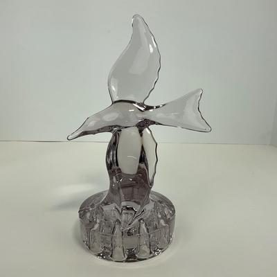 -115- CAMBRIDGE | Art Glass 1930â€™s Crystal Seagull Flower Frog