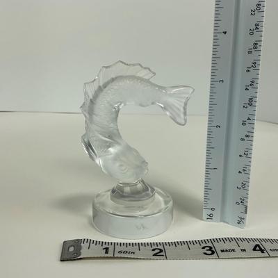-116- LALIQUE | France Crystal Leaping Koi Fish Goujon Frosted Figure | Signed