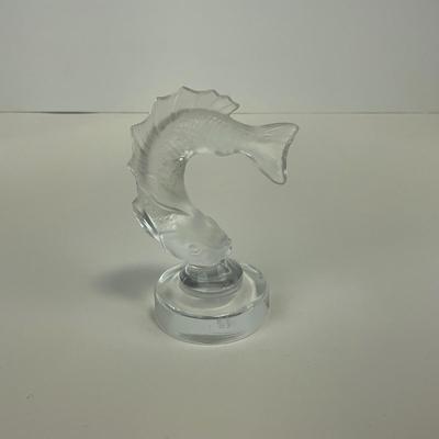 -116- LALIQUE | France Crystal Leaping Koi Fish Goujon Frosted Figure | Signed